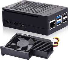 ABS Case with Armor Lite V5 Active Cooler for Raspberry Pi 5, Pi 5 Case with Alu