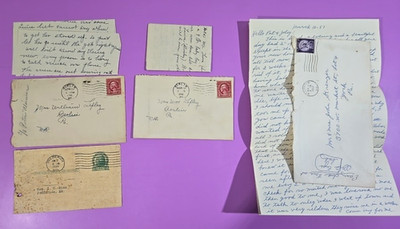 Vtg (3) Personal Handwritten Letters (1) Advertisement Postcard