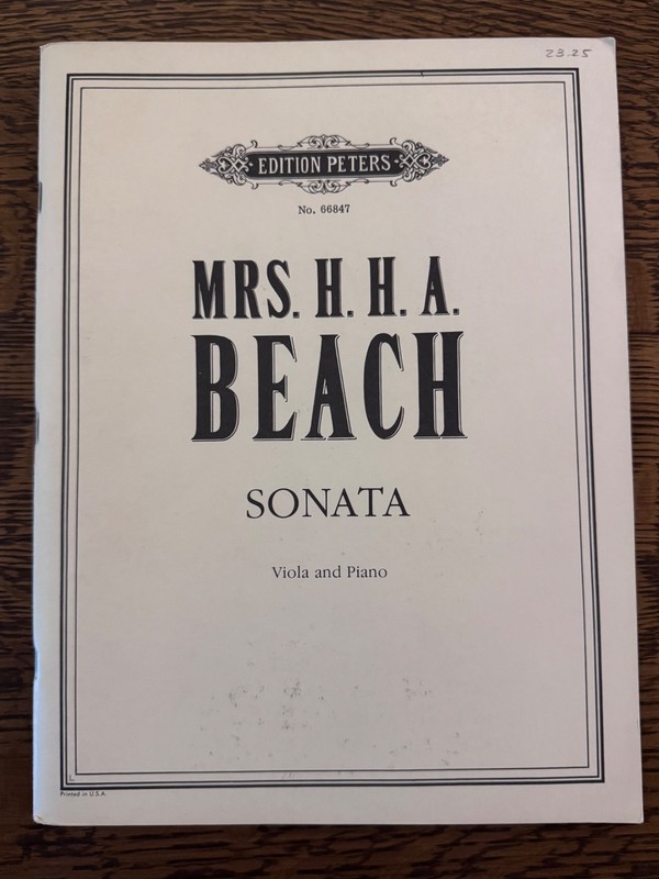 Amy Beach Sonata for Viola and Piano (arr.Hannay) New part/score- FREE SHIPPING!