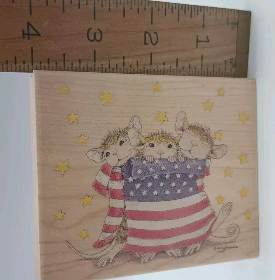 Sello de ratón de casa envoltura patriótica Amanda Maxwell Mudpie 4 de julio bandera HMKR1005 Foto 3 de 4