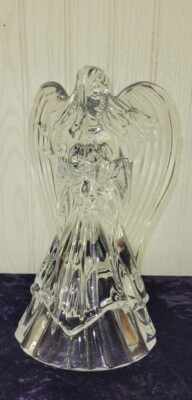 St. George Holiday Elegance 7'' Lead Crystal ANGEL Candlestick Holder Beautiful!