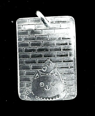 Hand Made 999. Fine Silver chick cat Pendant 