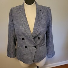 Talbots Blue Gray Classic Blazer Jacket 12 Petite NWT