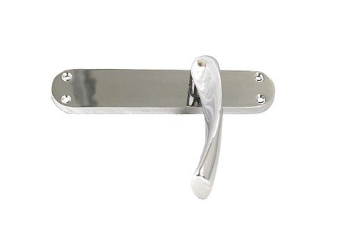 Polished Chrome Twist Door Handles – Internal Lever Latch on Long Backplate Pair - Picture 4 of 16
