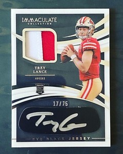 2021 Panini Immaculate Trey Lance ROOKIE Patch Eye Black Silver AUTO #/75 49ers