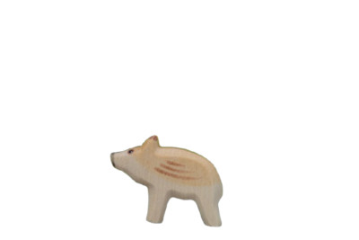 Holzfigur Frischling Spielfigur Kopf hoch HolzWald Wildschwein aus Holz