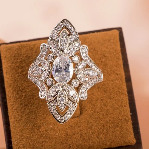Bague de fiançailles en citrine or 14k art déco filigree