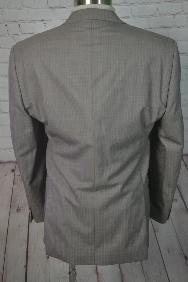 Jhane Barnes Mens Brown Stripe Wool 2 Piece Suit 46R Jacket 36x31 Pant Foto 4 de 4