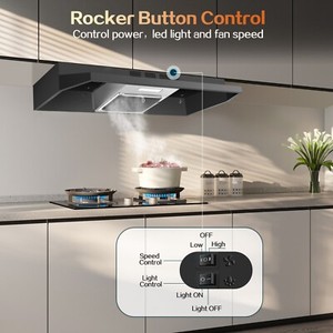 280CFM Sous le capot du Cabinet 36 inch Évent de cuisine noir peint avec/LED Nouveau