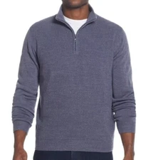 Medium Weatherproof Vintage Gray Blue Heather 1/4 Zip Waffle Sweater 42+" $70