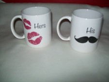 HIS HERS LIPS MUSTACH COFFEE MUG SET