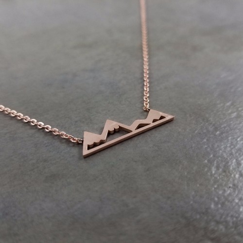 Mountain Ridgeline ROSE GOLD Plated Necklace Nature Choker Jewelry Nature Rocks - Picture 3 of 6