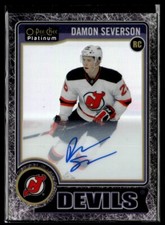 2014-15 O-Pee-Chee Platinum Rookie Auto Black Ice Damon Severson Rookie 18/99