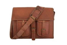 15 In Messenger Bag Office School Laptop Satchel Real Leather Shoulder Bags
