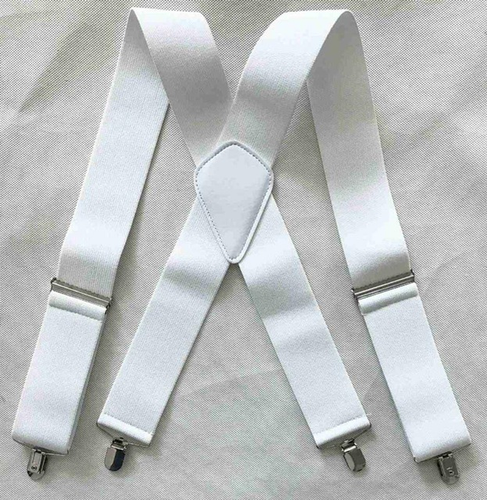 Winfox bretelle uomo vintage nero bianco larghezza 5 cm bretelle uomo bretelle 4 clip - Foto 9 di 12