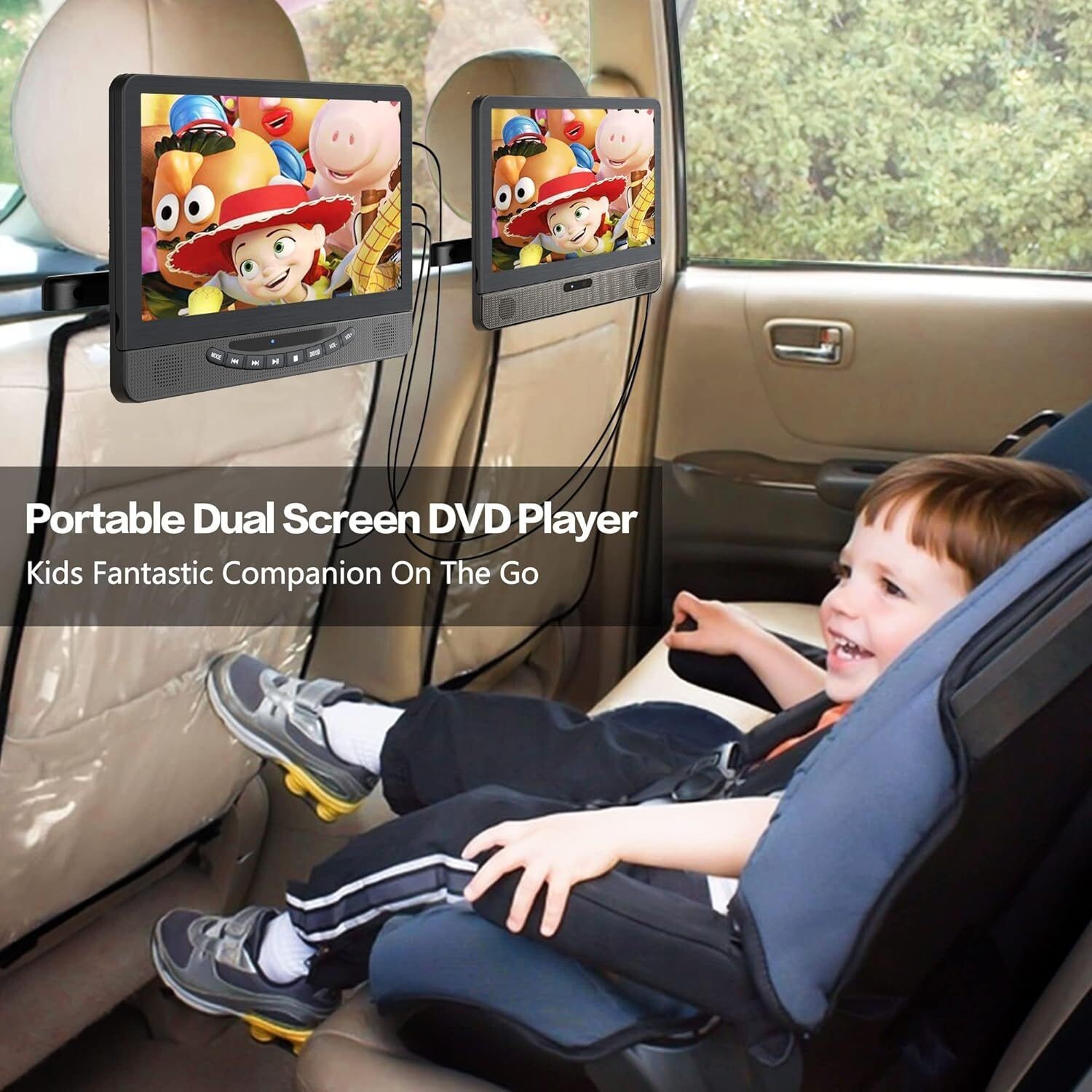 Feleman 12 Inch Dual Screen Portable DVD Player (FDP121B-01)