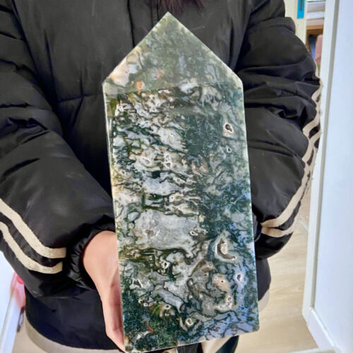 Pilar de cristal de ágata musgo hierba de agua natural de 5,46 lb cristal Reiki - Imagen 3 de 13