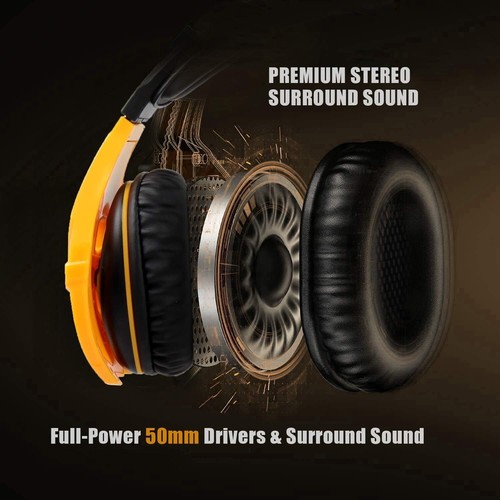 LETTON 50mm L7 3.5mm Cuffie Gaming Stereo Over Ear Cuffie Cablate - Foto 5 di 6