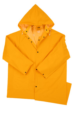 New 0.35mm PVC/Polyester Long Rain Coat w/ Detachable Hood raincoat Size Large