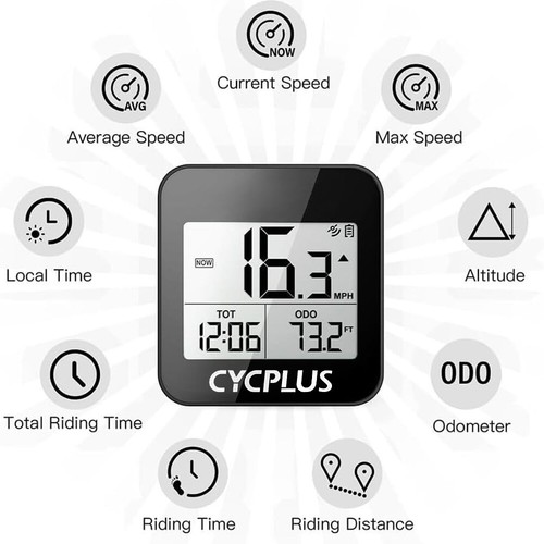CYCPLUS Wireless GPS Bike Computer with Backlight IPX6 Bicycle Speedo Waterproof - Picture 18 of 19