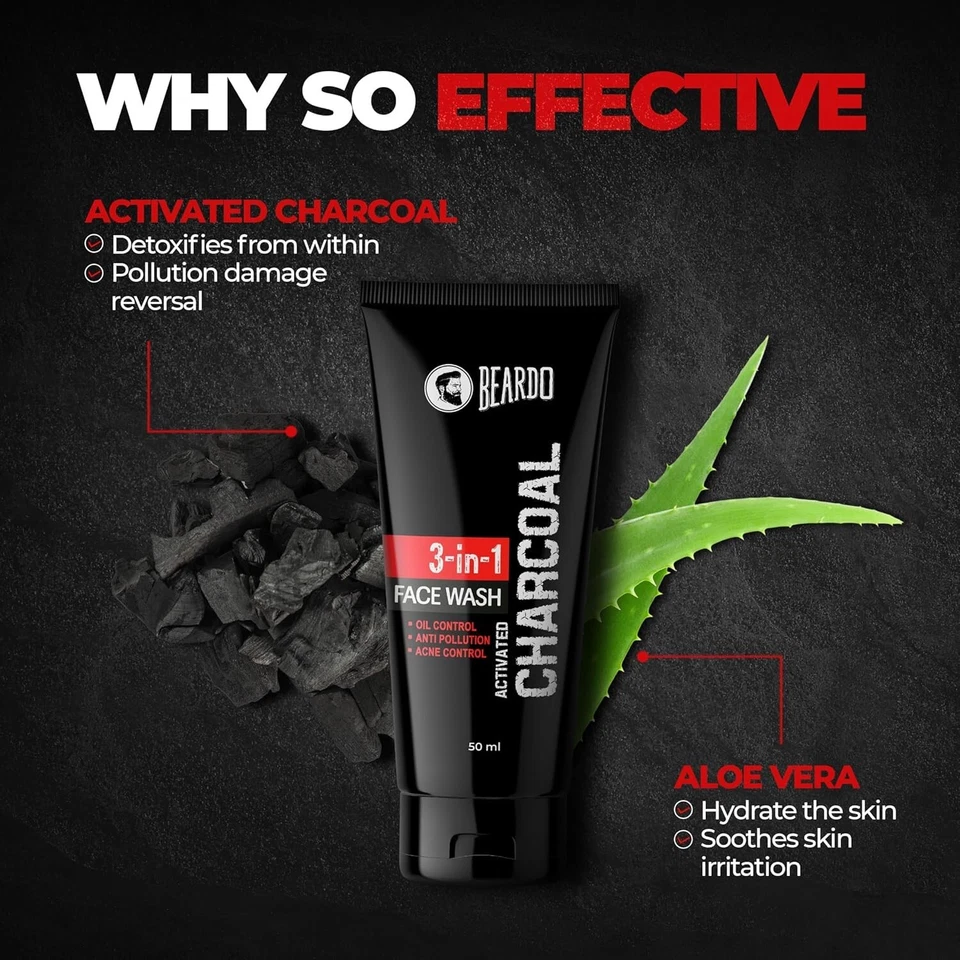 Beardo Charcoal 4-in-1 Gift Set for Men | Facewash Scrub Mask Soap | Free Ship - Image 4 of 4
