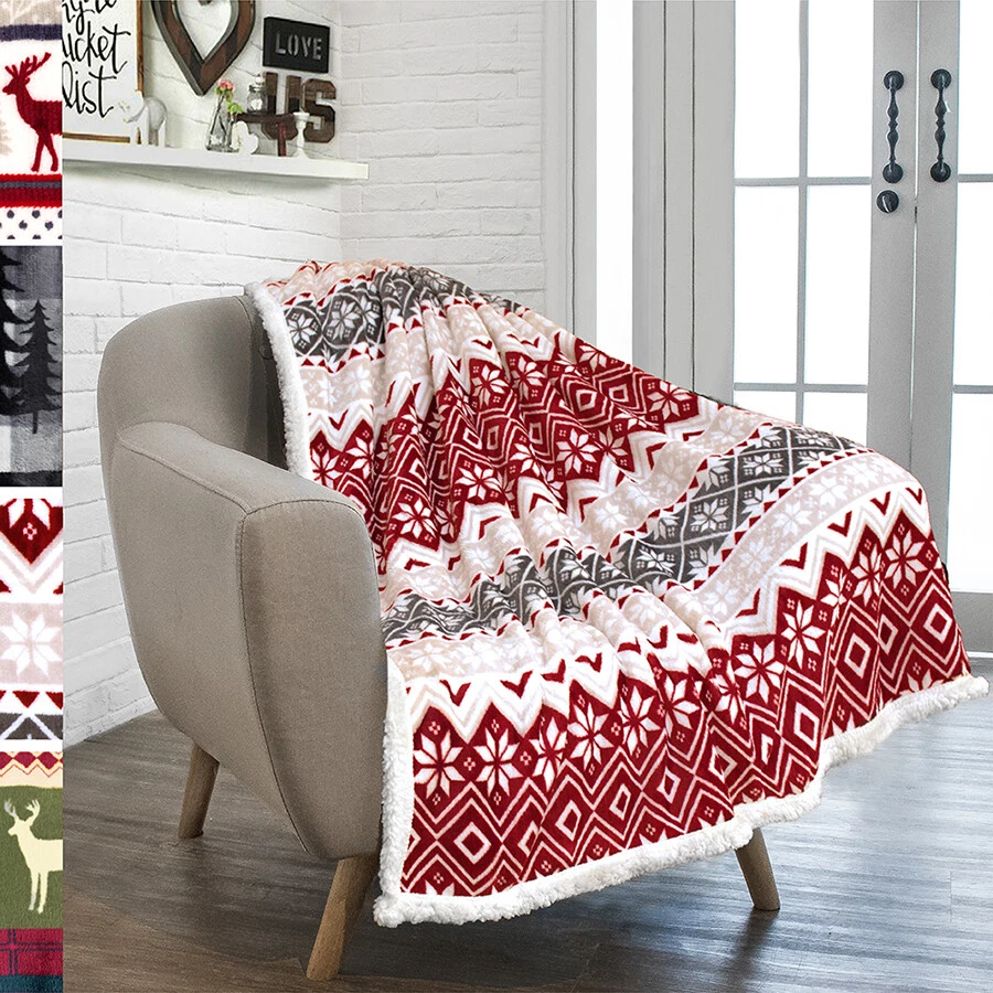 Christmas Blanket Microfiber Fleece Plaid Blanket Throw for Couch Sofa Bed Chair - Image 4 of 4