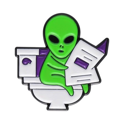 Alien Reading Newspapers Enamel Pin Alloy Material Alien Enthusiasts
