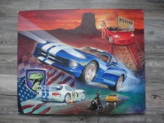 Viper Pinball Machine Original Art Painting