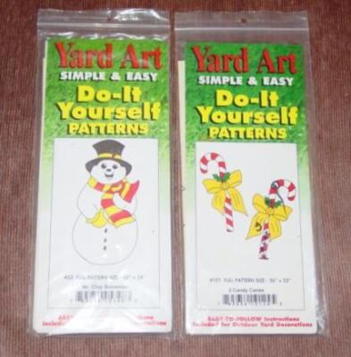 (2) Yard Art - CANDY CANES & CHIP SNOWMAN Wood Christmas Patterns Kit #53 #101