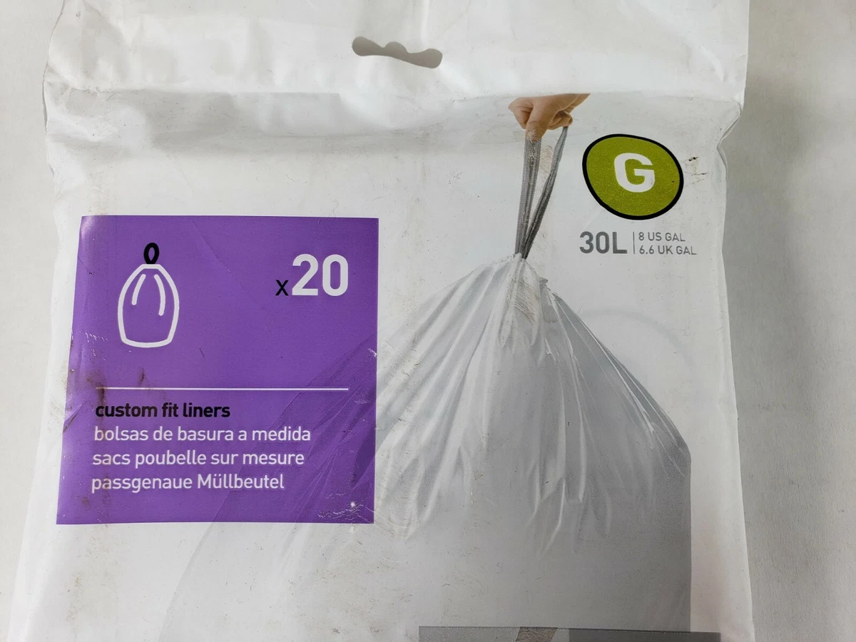 Simplehuman Custom Fit Liners G 30 L 8 US GAL Drawstring Trash