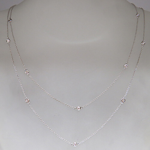 Collier Kette mit 1,04ct TW-si Brillant 750/18K Weißgold 90,0 cm - Picture 1 of 3