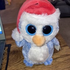 Ty Beanie Boos Fairbanks the Christmas Penguin  in Santa Hat, Dec. 1, LNWT