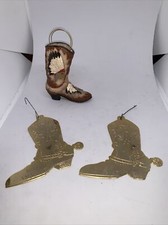 Lot of 3 Western Cowboy Boot Ornaments