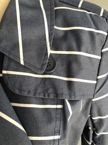 Portmans Lightweight Lined Soft Navy Blue w/ White Stripe Trenchcoat, Brand New - Picture 5 of 11