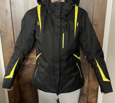 Descente Ski Snowboard Jacket Womens Black/Yellow Sz 12 Removable
