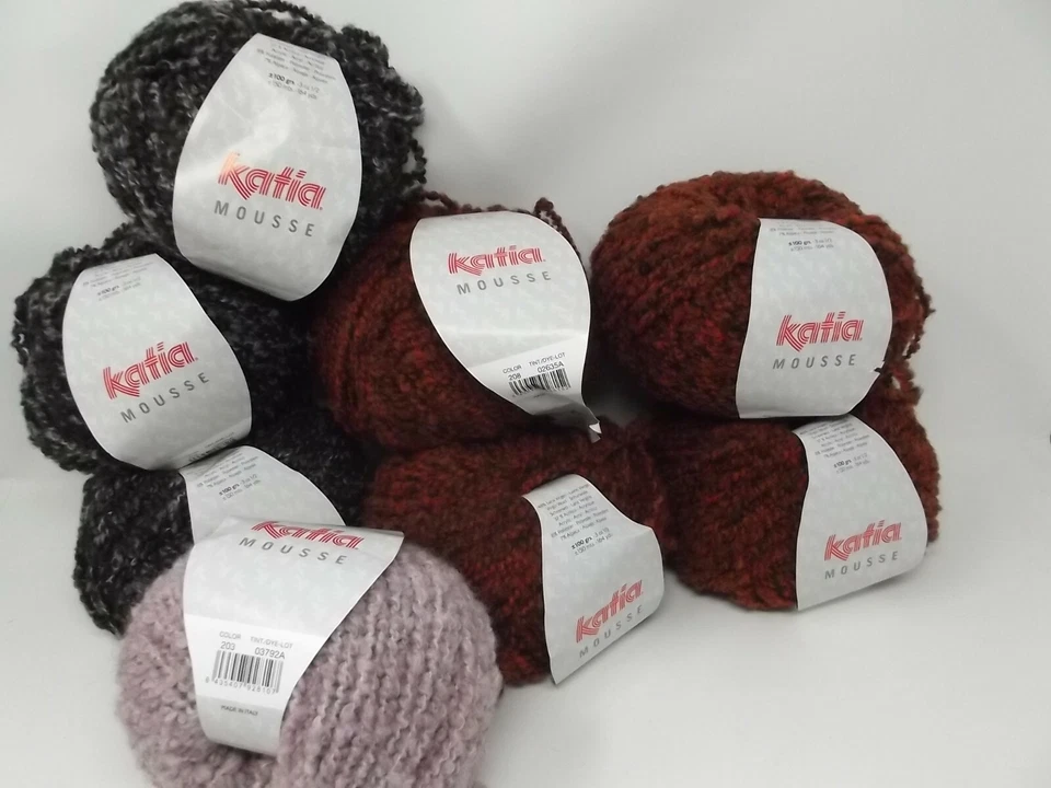 8x KATIA MOUSSE 100 Grs 48% Laine vierge 37% acrylique 8% poliester 7% alpaga - Photo 1/2