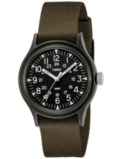 TIMEX Original Camper Black & Green Wristwatch Nylon Band Military Watches NEW