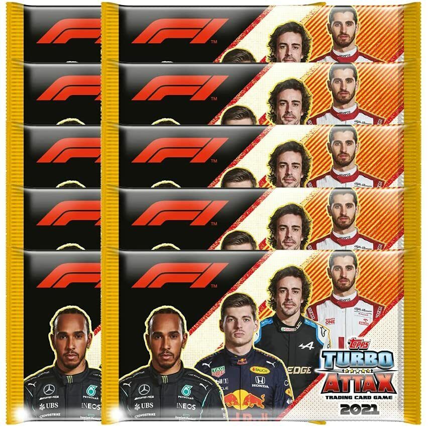 2021 TOPPS FORMULA 1 TURBO ATTAX CARDS BOX 10 PACKS (10 2021 TOPPS FORMULA 1 TURBO ATTAX CARDS BOX 10 PACKS (10