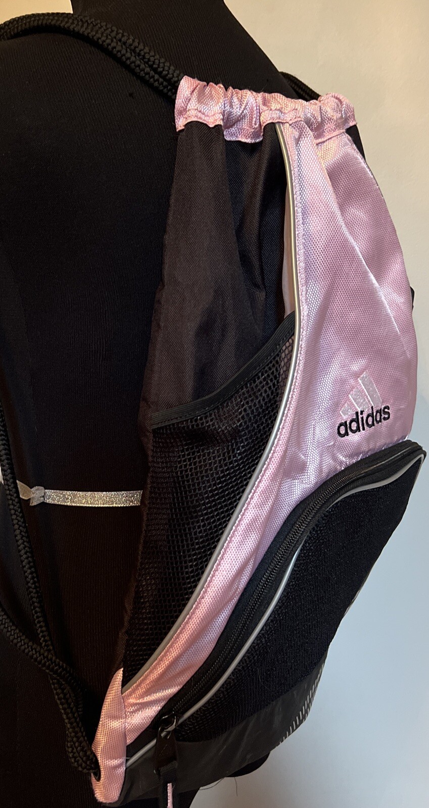 adidas Drawstring Backpack Pink, Black Large Zipp… - image 4