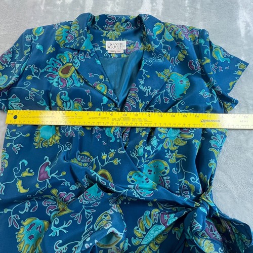 Vintage David Warren Womens Silk Maxi Wrap Dress Size 10 Batik Multicolor Floral - Picture 8 of 15