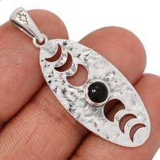 Phases Of Moon - Black Onyx - Brazil 925 Silver Pendants Jewelry CP73393