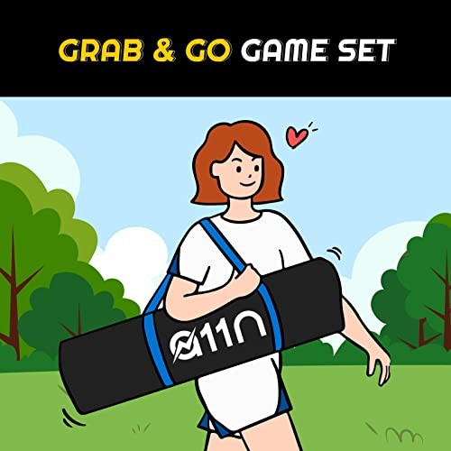 A11N Outdoor Volleyball and Badminton Combo Set - Includes Adjustable Blue