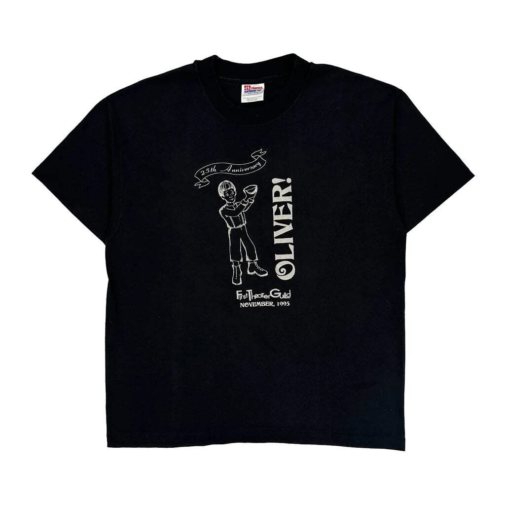 25Th Anniversary Hanes Single Stitch T-Shirt - Large Black Cotton Blend