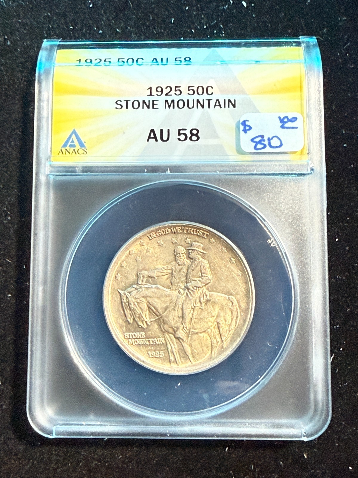 1925 STONE MOUNTAIN COMMEMORATIVE HALF DOLLAR ANACS AU 58