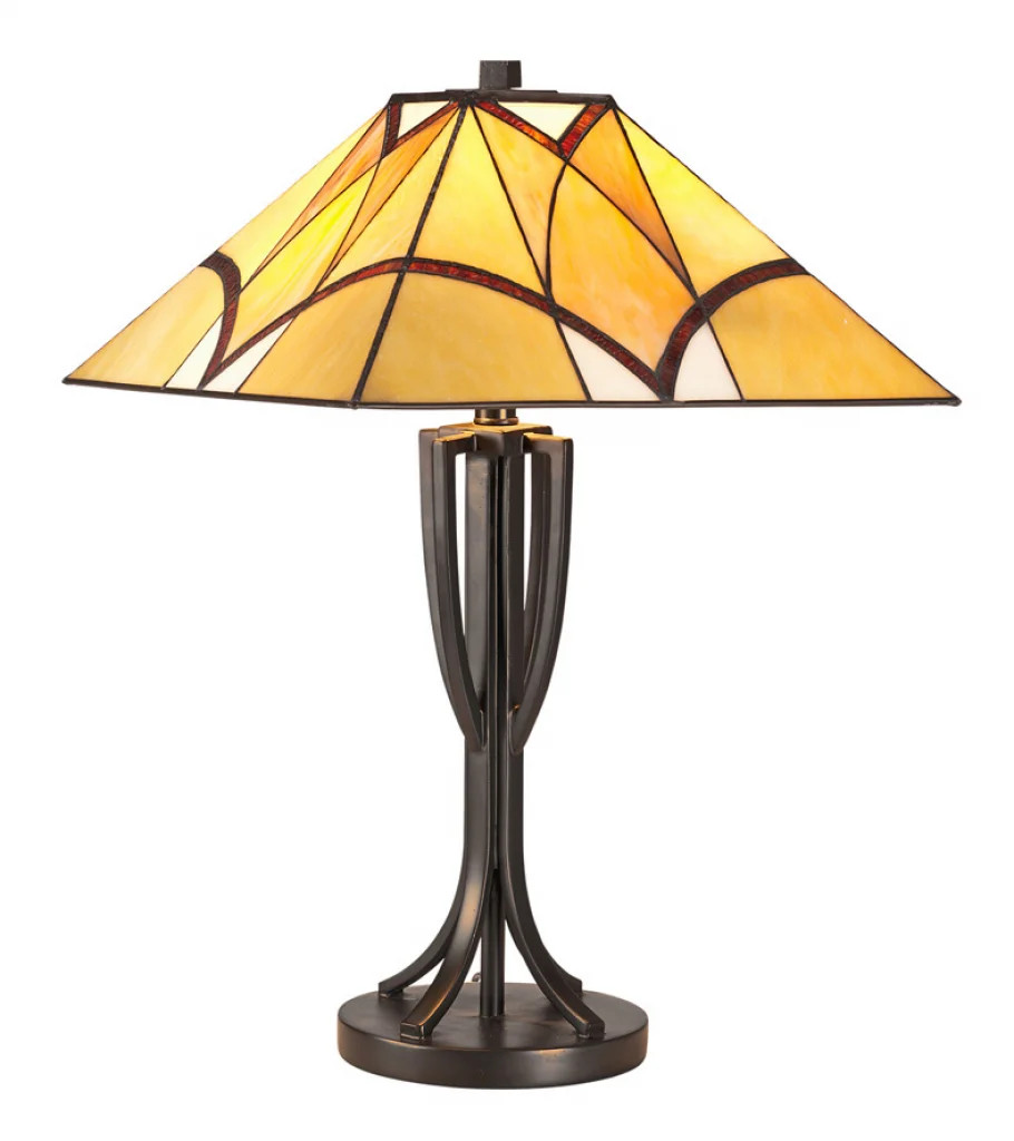 Tiffany Table Light Floor Antique Portia Cream Amber 400mm Oaks Lighting OT