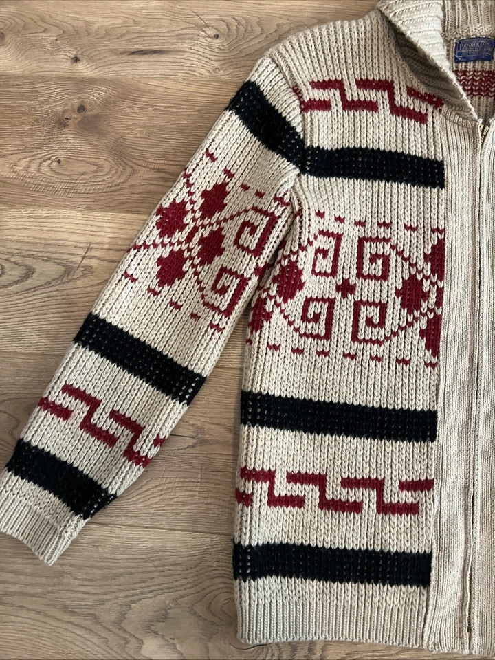 Pendleton Big Lebowski The Dude Sweater Large VTG Wool 70s Cowichan Cardigan *** - Image 3 of 4