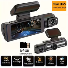 TELECAMERA AUTO DASHCAM VISIONE NOTTURNA ANTERIORE RETROCAMERA 2 CAM VIDEO 64GB