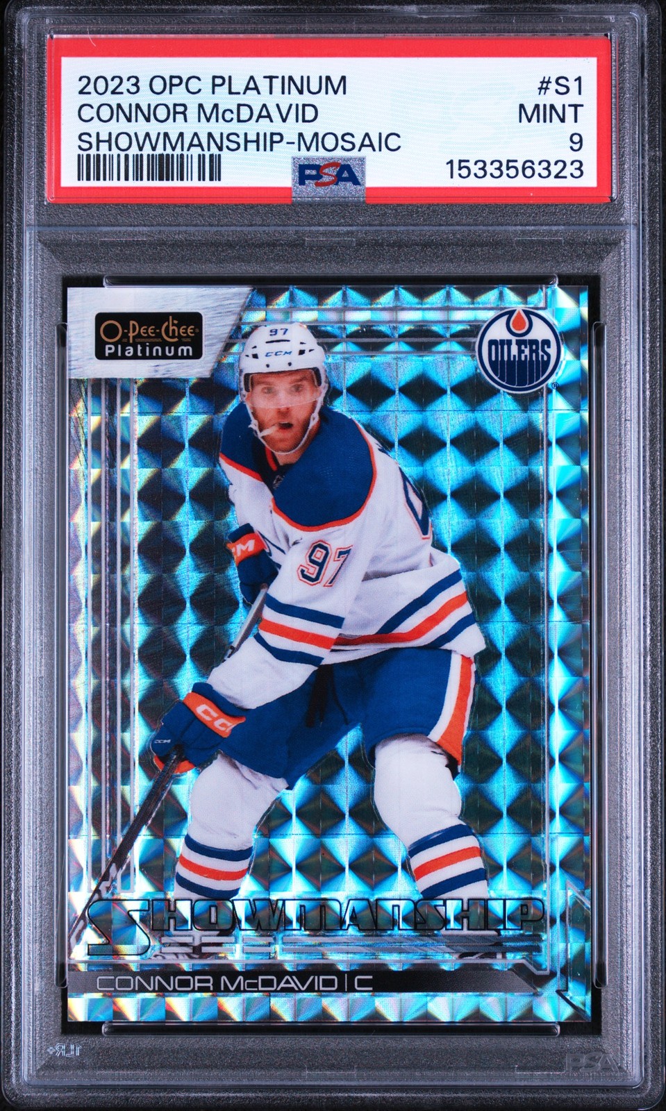 2023 UD O-PEE-CHEE PLATINUM SHOWMANSHIP MOSAIC #S1 CONNOR MCDAVID PSA 9 view 1