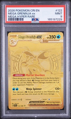 2026 Pokemon Chaos Rising #122 Mega Greninja Ex Mega Hyper Rare PSA 9 MINT