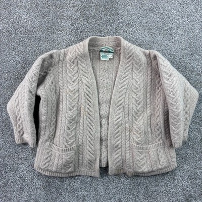 Aran Crafts Cardigan Sweater Women's LP Cream Merino Wool Fisherman Knit Ireland